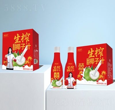 椰順意生榨椰子汁植物蛋白飲料1.25LX6瓶招商